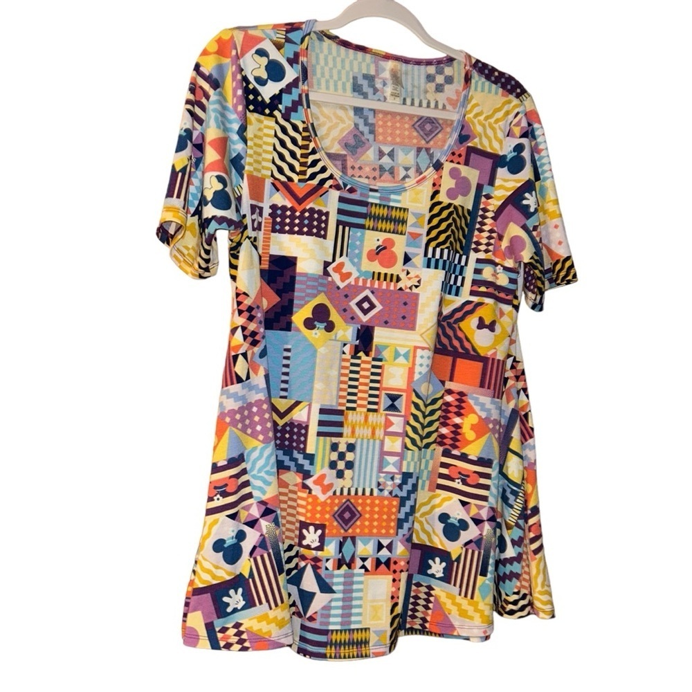 LuLaRoe Disney Mickey Perfect Tee Knit Shirt Swing Top Cute Colorful Small S